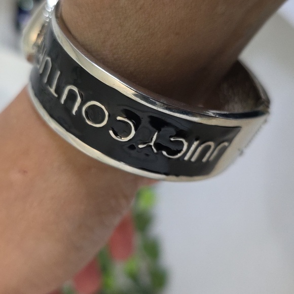 Silver with Black Enamel Clamper Hinge Bangle Bracelet Juicy Couture - Picture 10 of 12